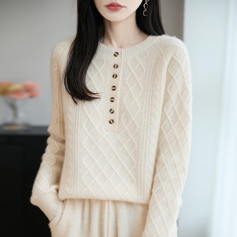 Women Sweater 100% Wool MODERN NEW SAGA O-neck Knit Pullover Thick Winter Jumpers Female Knit Tops