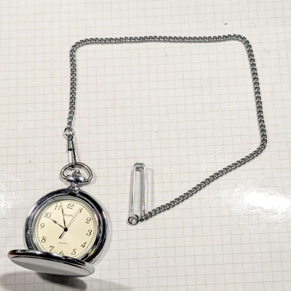 [USED] SEIKO ALBA Pocket Watch, Hunter Case, Battery Replaced, Working Condition, B-94