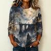 Women's Casual Crew Neck Three Quarter Sleeve Halloween Print T Shirt Top Lightweight Comfortable Fit Suitable for Daily Wear