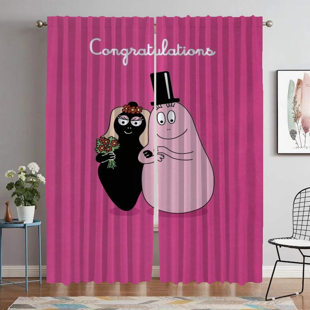 Anti-mosquito Curtains for Camera Les Barbapapa Home Interior Curtains 2 Pieces Living Room Curtain Partition Tulle for Bedroom