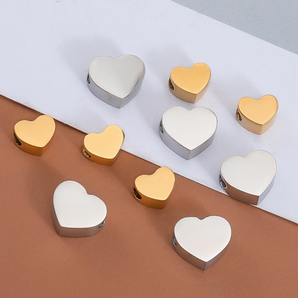 5pcs Stainless Steel Polish Heart Bracelet Beads Moon Star Airplane Spacer Beads DIY Jewelry Making Necklace Findings Wholesale
