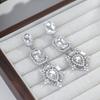 Luxury Exaggerated Shiny Rhinestone Geometry Water Drop Crystal Dangle Earrings for Women Fashion Bride Wedding Designer Jewelry