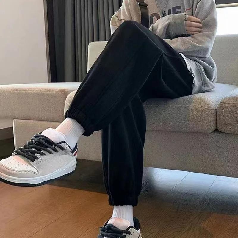 Women Thicken Cotton Sweatpants Autumn Winter Elastic Waist Bundle Foot Straight Trousers Fleece Warm Loose 5XL Casual Pants