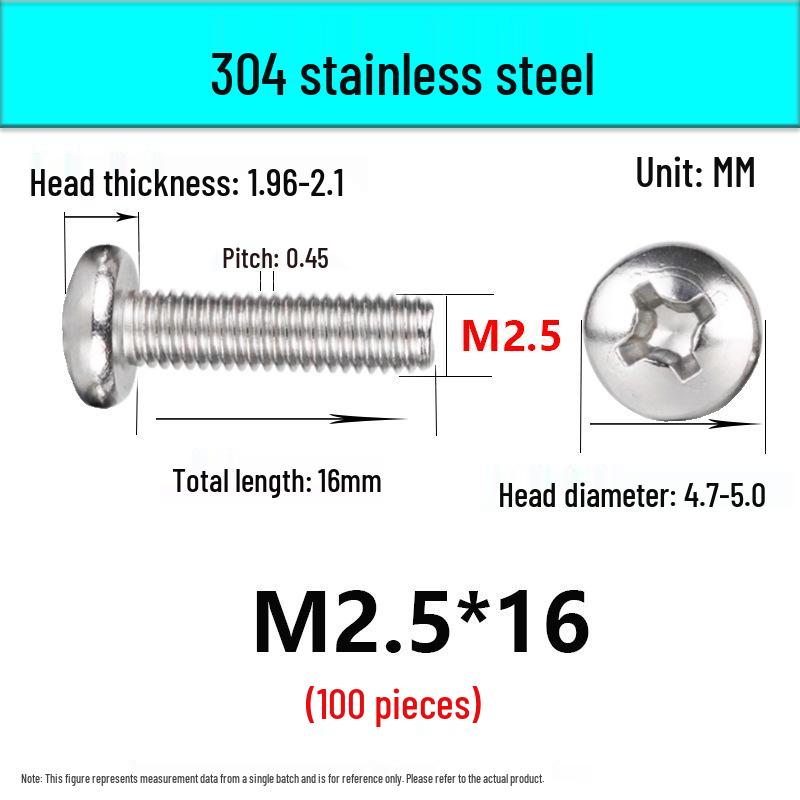 In-Stock 304 Stainless Steel Phillips Pan Head Machine Screw GB818