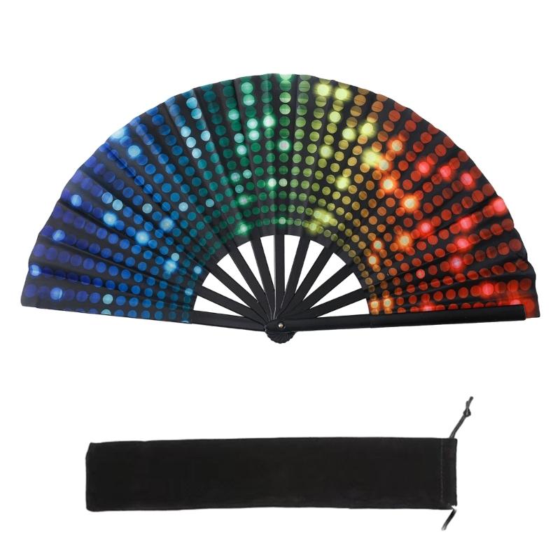 

Glitter Hand Fan with Storage Bag Strap for Women Men Large Folding Festival Club Party Dance Fan