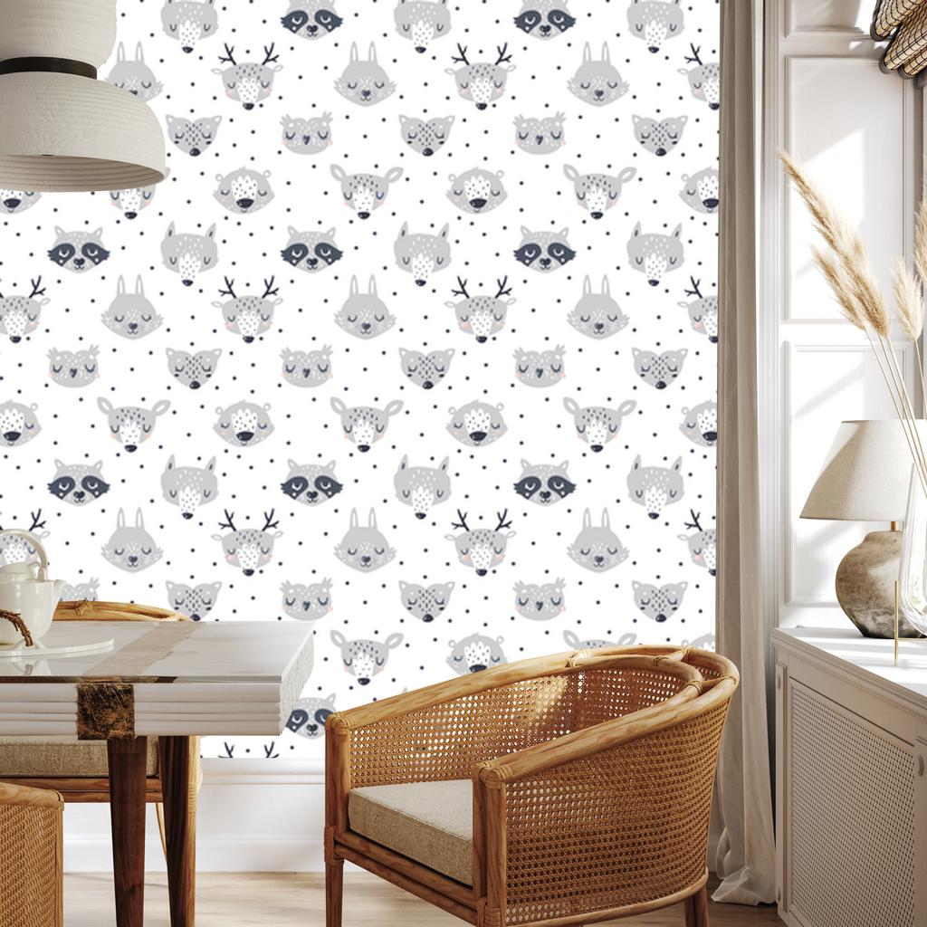 Wallpaper Teddy bears owls hares deer for living room and bedroom 50x1000