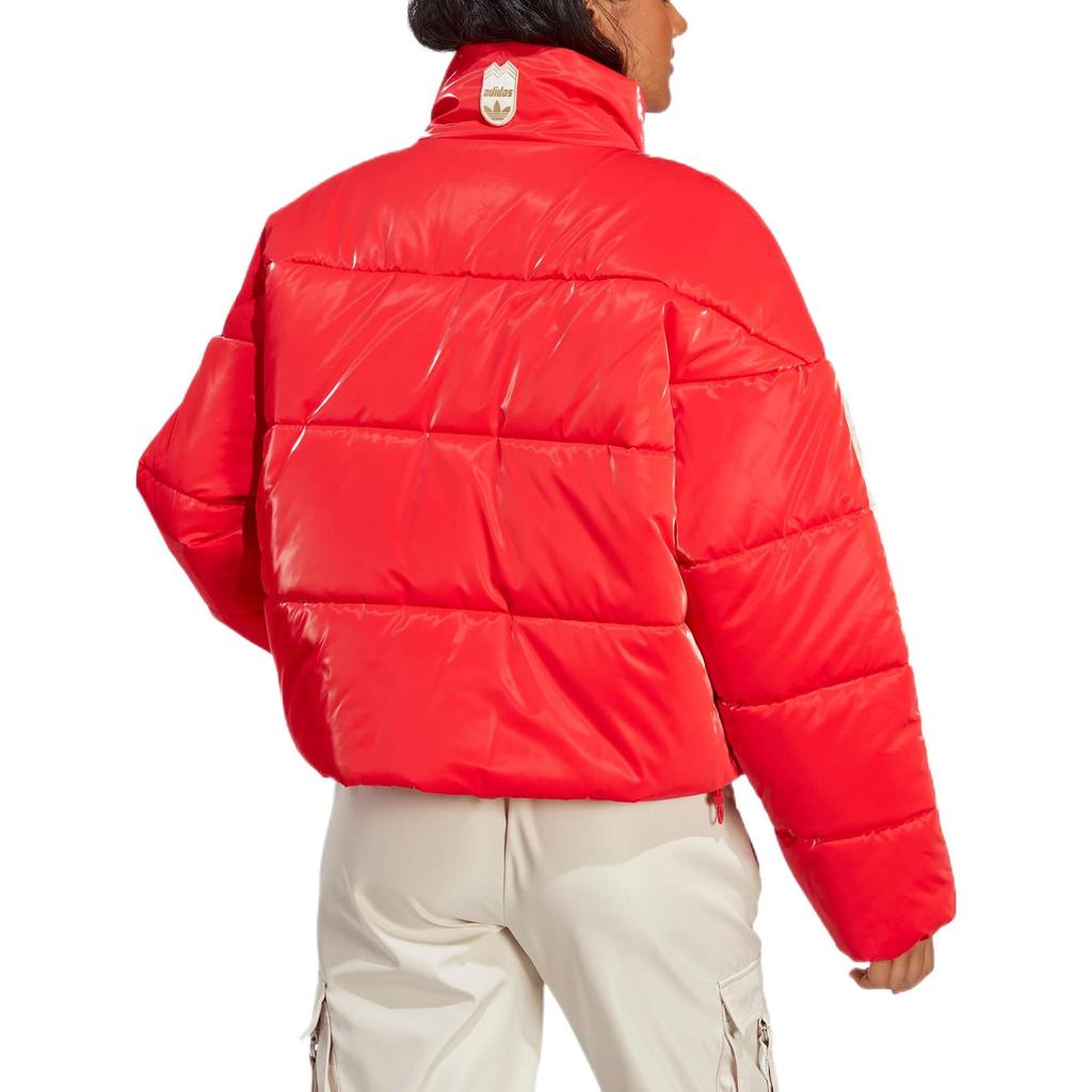 Adidas Originals Patchwork Stripe Pattern With Concealed Zipper Thick Cotton Hoodie Women Tops Red IA3918