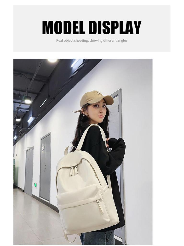 Large Capacity Simple Solid Color Backpack for Junior & High School Girls - New Korean Style, Versatile for College Students