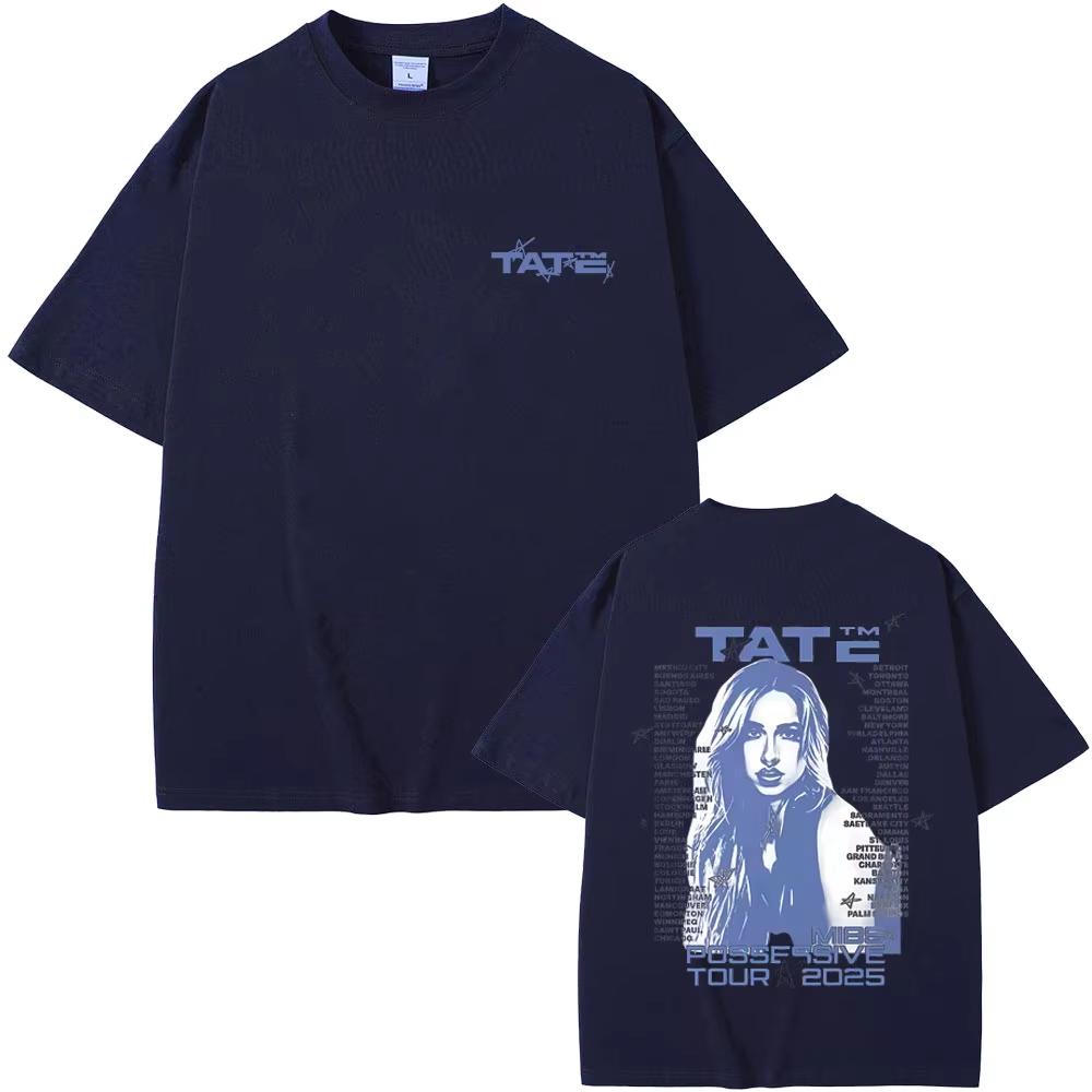 Sängerin Tate Mcrae Merch T-Shirt So Close To What Miss Possessive Tour 2026 T-Shirts Herren Damen Mode Lässig Übergroße T-Shirts
