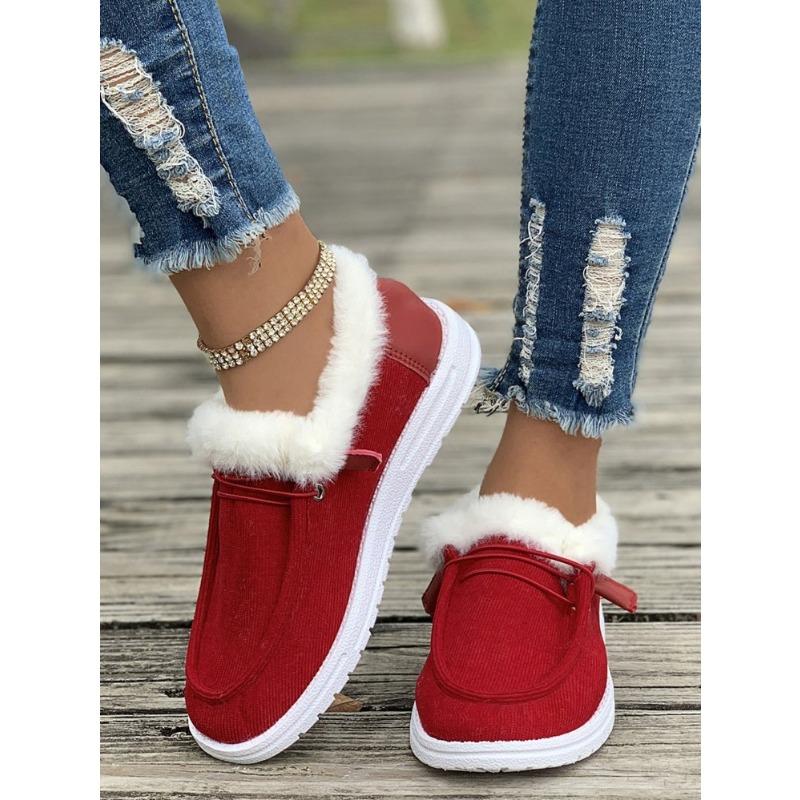 Large size cotton shoes for women's autumn and winter new velvet thickened one-pedal snow boots for women