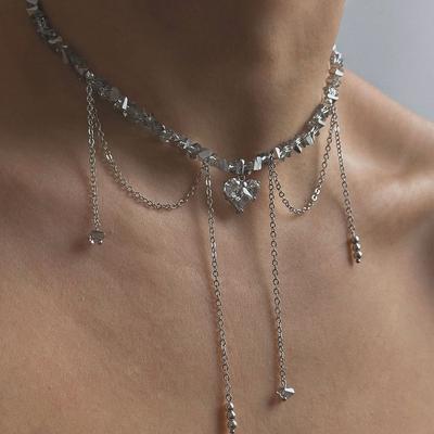 Bijoux Bohèmes Géométriques en Cristal Transparent Mode Vintage Sexy Zircon Cœur Pendentif Gland Collier Pour Femmes Neelry