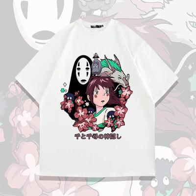 T-shirt à manches courtes en coton 100% anime japonais Le voyage de Chihiro pour hommes et femmes, vêtements à manches courtes de marque de mode d'été