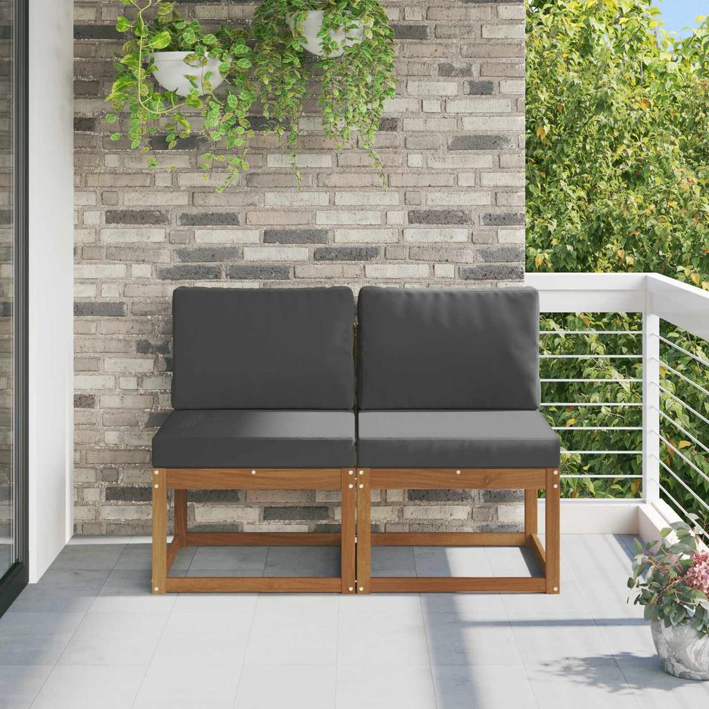2 Piece Outdoor Center Sofa Solid Acacia Wood