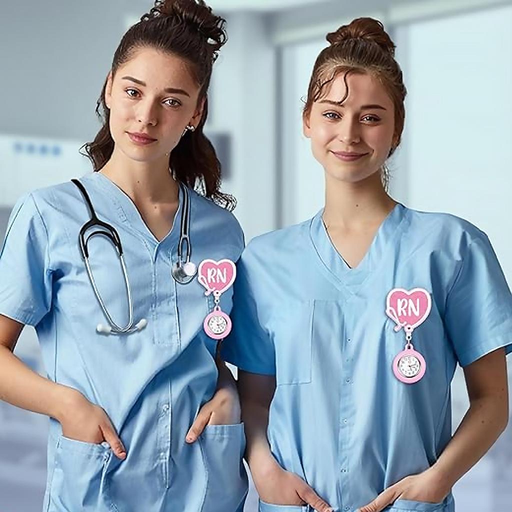 Brooch Clock Glitter Acrylic Easy-To-Pull Buckle Badge Reel Doctor Watch Retractable Nurse Chest Badge Reel Clip Holder Gifts