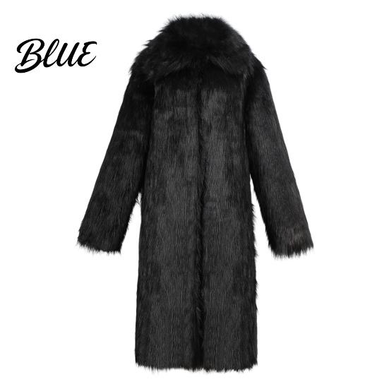 Giacca da Uomo Resistente allo Sbiadimento Aperta Davanti Collo a Revers Manica Pelliccia Cappotto Lungo Finto Antivento Spesso Caldo