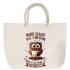 Beach Bag - PLANETEE - Owl - Rope Handle - Cotton - Customizable