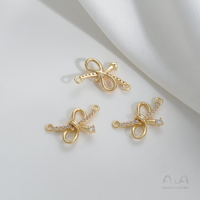 14K Gold-Filled Rose & Bow Pendant - DIY Jewelry Accessory