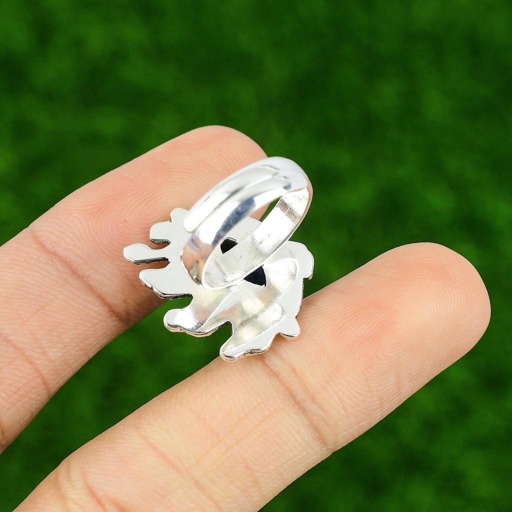 Gift For Her Natural Tanzanite Quartz Promise Adjustable Ring 925 Silver