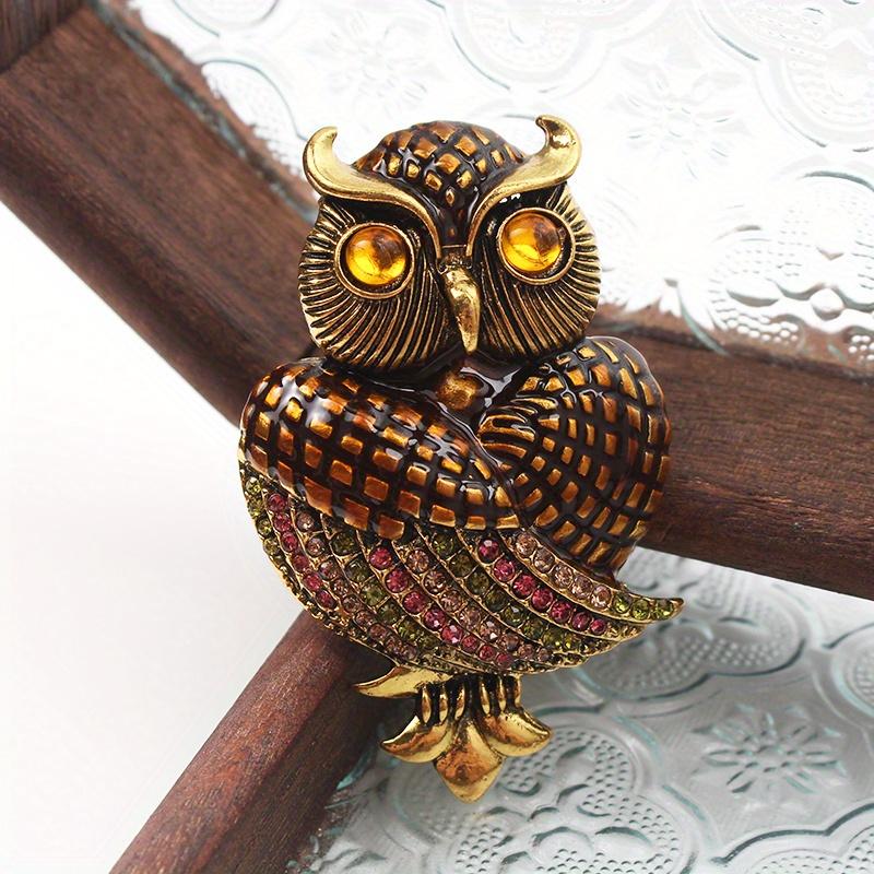 Vintage Rhinestones Owls Animal Brooches Costume Accessories Pins