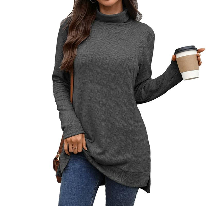 Women's High-Neck Loose-Fit Long-Sleeve Top Sweatshirt