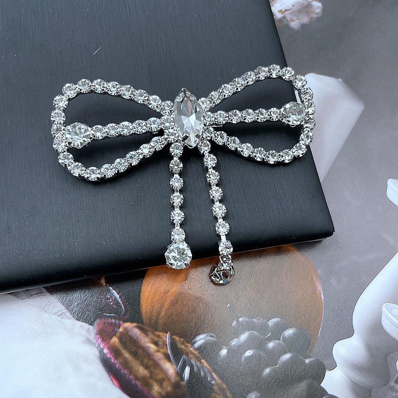 Rhinestone Bow Brooch Pin Tassel Clip Fashion High-End Shoe Bag Accessories Gifts For Women Girls