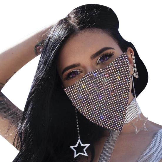 Frauen Sexy Reticulated Strass Gesicht Mund Abdeckung Nacht Club Party Schleier Yashmak