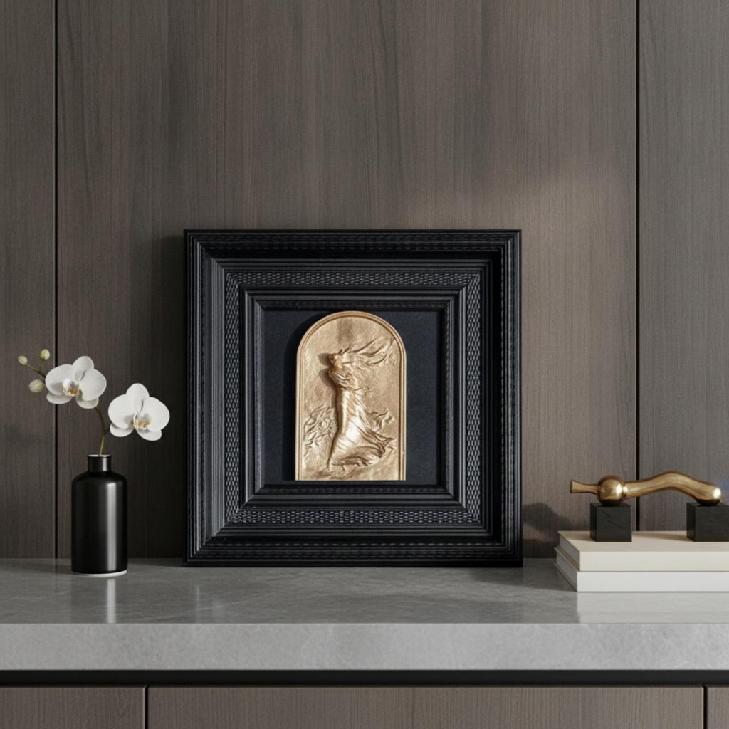 Sculptural Relief Square Framed Artwork Painting Contemporary Decor Geometric for Homeowners, Living Room, Entryway