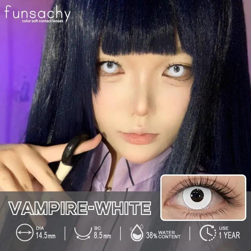 FUNSACHY 2pcs Blind White Contact Lenses for Cosplay Colored Black Contact Lens Red Color Eye Makeup for Halloween Beauty Pupils