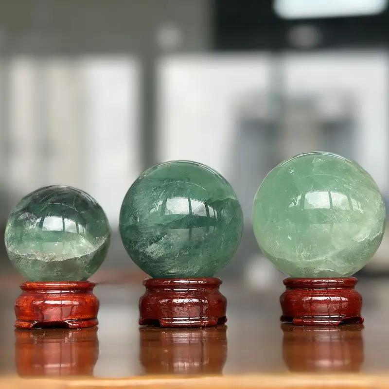 

Натуральный Камень Кристалл Круглый Зеленый кристалл Шарик Бусины Рейки Полировка Массажный Шар Сила Рейки Украшение Гостиной Поделки 118 70mm-75mm