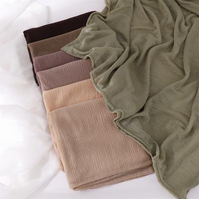 Neuer Crinkle Baumwoll-Polyester Hijab Schal Für Frauen Muslimisches Kopftuch Wickeltücher Einfache Uni Schals Islamisches Stirnband Turbane Foulard