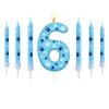 0-9 Blue and White Dog Birthday Candle Cake Top Digital Birthday Candle, Used for Boy and Girl Dog Claw Decoration Candles