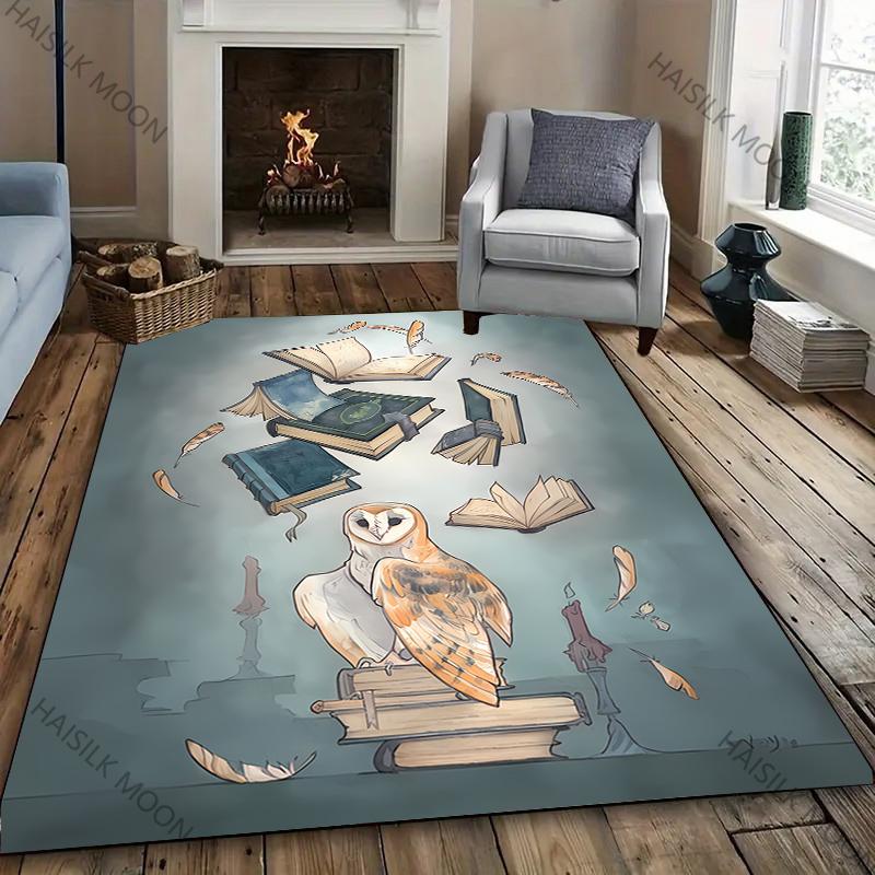 1PC Dark Style Owl Printed Carpet New Release! Rug for Living Rooms Bedrooms, Office Areas, Durable Machines Washable Mat Gifts