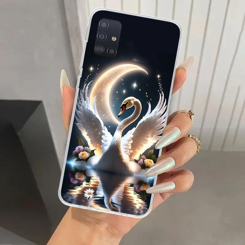 White Swan Grace Art Phone Case for Samsung Galaxy A52 A32 A22 A12 A02S A50S A30S A10S Note 20 Ultra 10 Plus S10 A31 A20 A71 A72