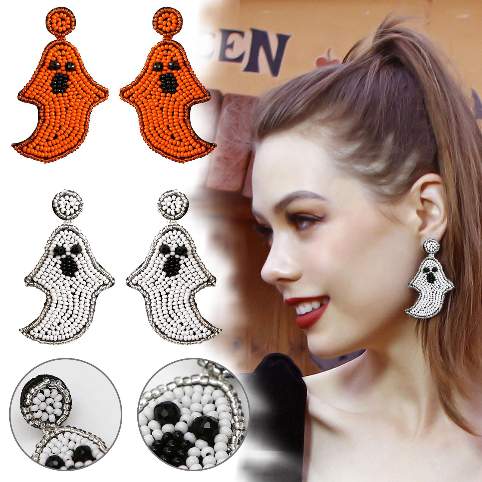 

Хэллоуин Призрак Серьги-подвески из бисера Красочный Хэллоуин