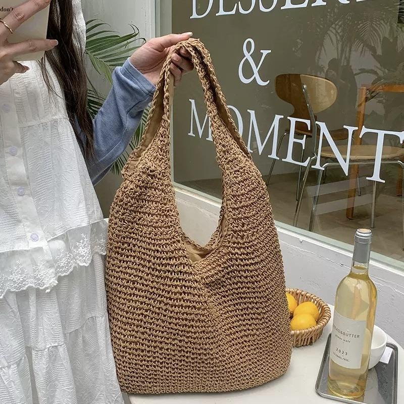 Beach Vacation Straw Bag New Shoulder Bag Summer Straw Tote Bag Large Capacity Portable Woven Bag