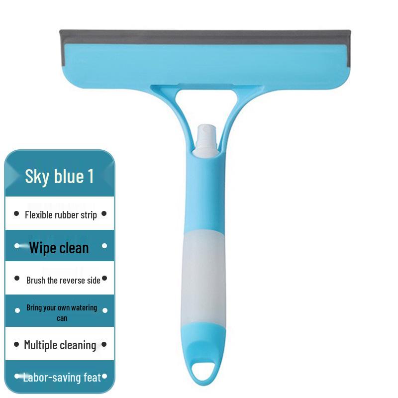 Multifunctional Double-Sided Glass Scraper & Window Cleaner with Spray and Mirror Scraper