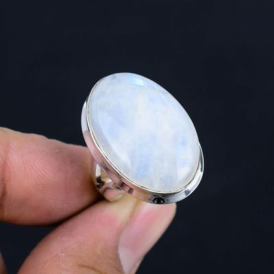 Colgante de piedra lunar arcoíris, anillo de plata de ley 925 maciza, regalo de joyería unisex