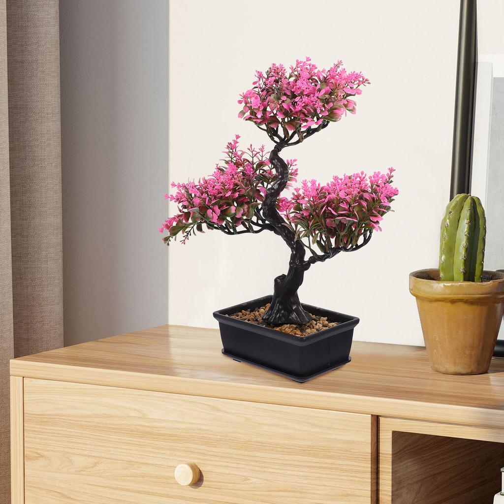 Fake Potted Bonsai Artificial Greenery Simulation Plants for Office Home Decor No Maintenance Required Easy Clean with Damp