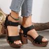 Fashion Women's Sandals 2025 Summer Chunky Sandals for Women Fashion Ankle Buckle Platform Shoes Woman Rivets Thick High Heel Sandals