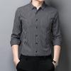 Camicia da uomo a righe con colletto rovesciato a maniche lunghe Business Casual