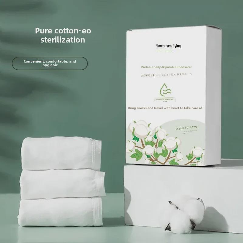 Women's Sterile Disposable Cotton Underwear - Individually Wrapped for Maternity, Travel, Salon Use