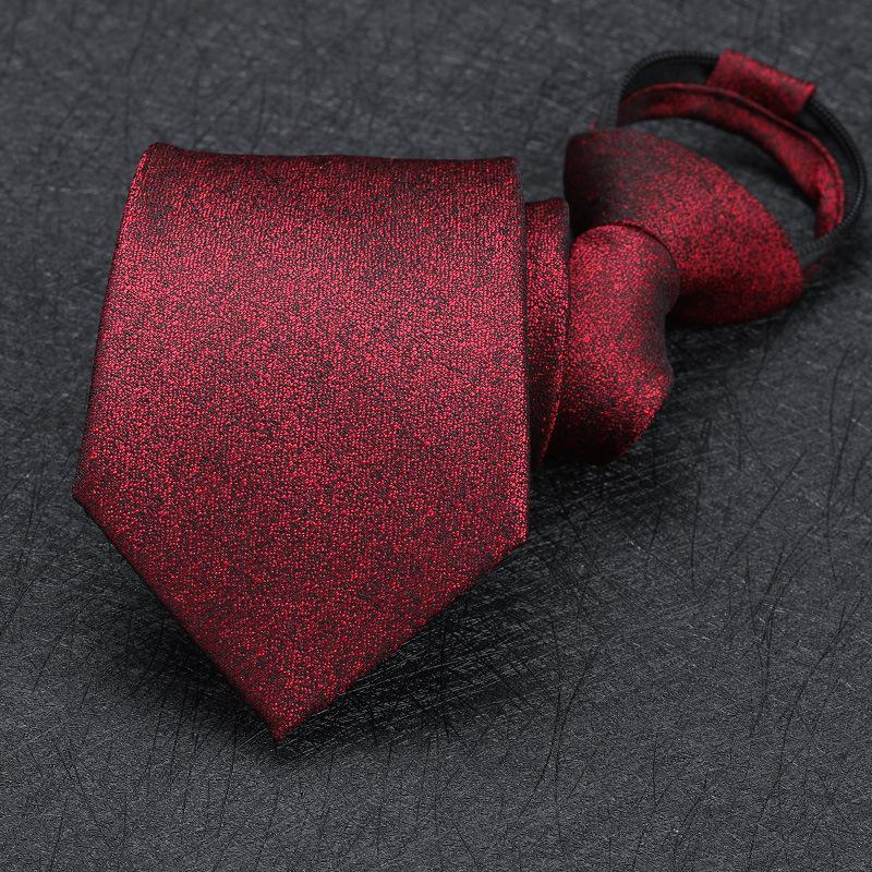 Men'S Zipper Free Dress Tie Business Red Black Professional Wedding Groom Korean Version Of A Pull Tie