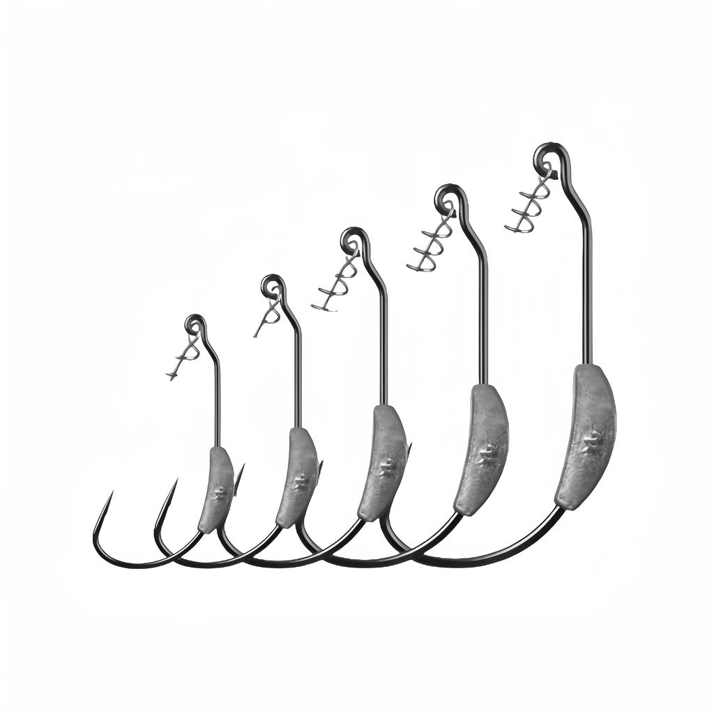 25pcs Fishing Hooks Twistlock Hooks Weighted Bass Hooks Swimbait Hooks for Soft Plastics Worm Hooks Saltwater Freshwater