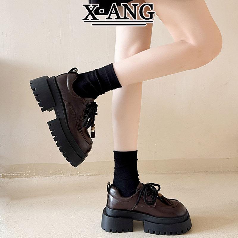 Leather Big Head Small Leather Shoes Thick Sole Height Increase Small Women's Shoes Thick Heel Mary Jane Shoes Single Shoes