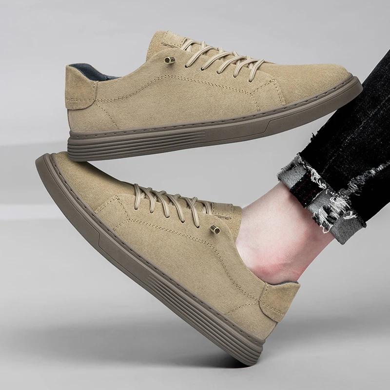 2024 Vardagliga Läderskor Herr Äkta Läder Mode Sommarsneakers Utomhus Körskor Lyxiga Träningsskor Vulkaniserade Skor