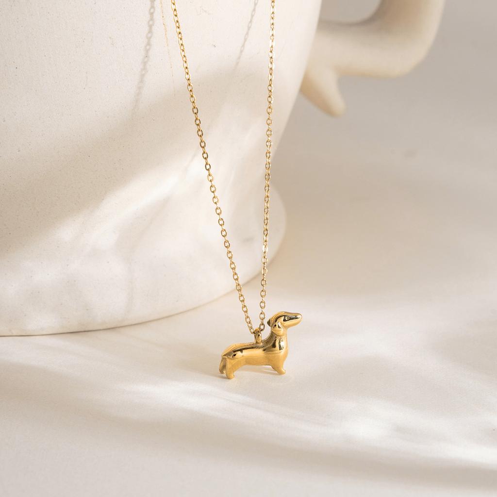 Light luxury high-end sweet wind cute dog necklace accessories sweater chain jewelry