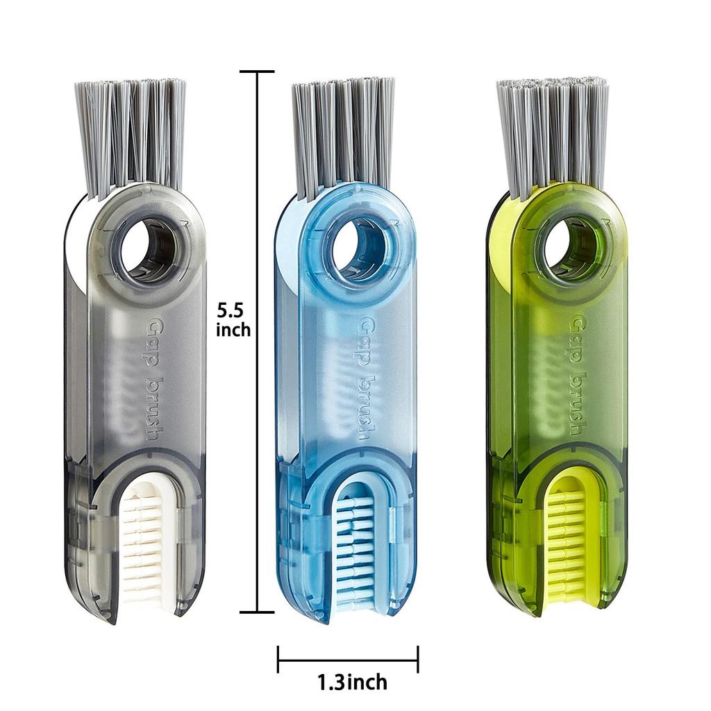 3 In 1 Bottle Gap Cleaner Brush Multifunctional Cup Cleaning Brushes Water Bottles Clean Tool Mini Silicone U-shaped Brush