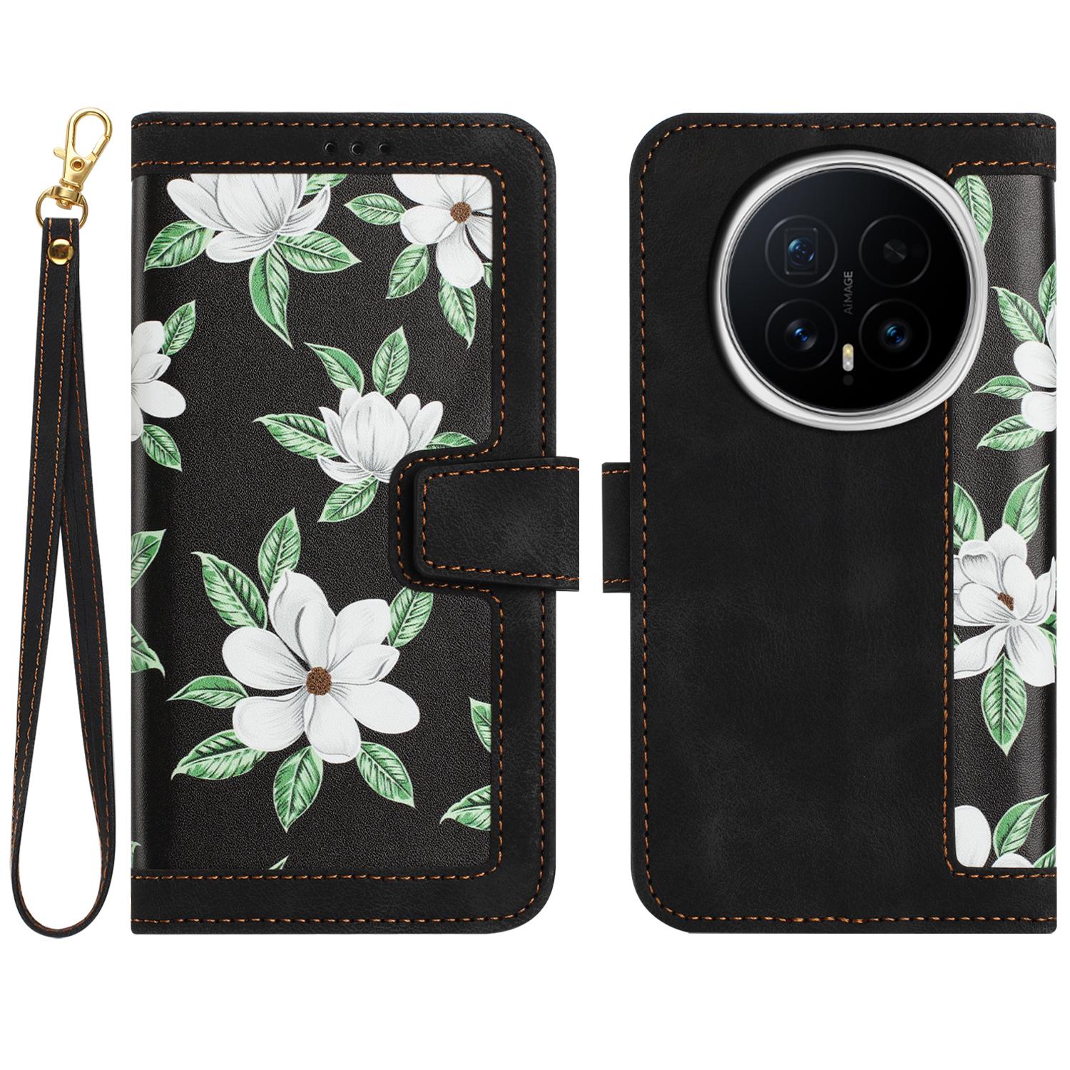 For Honor Magic8 5G Case PU Leather Floral Phone Cover with Card Slots