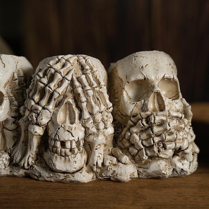 Flower Pot Skulls Halloween Decor Skeleton Pen Holder Tabletop Personality Candy Bowl Ghost Planter For Home Store Decoration