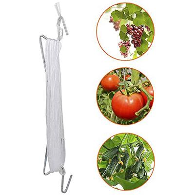 Crochets à Tomates à Rouleau Serre Support de Légumes Clips avec Corde de 10m Fer pour Tomate Concombre